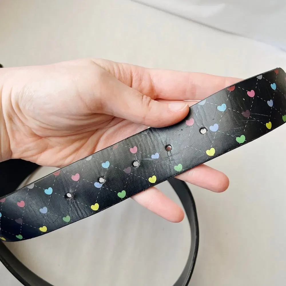 Vintage 2000s Black Rainbow Heart Belt Women's Medium